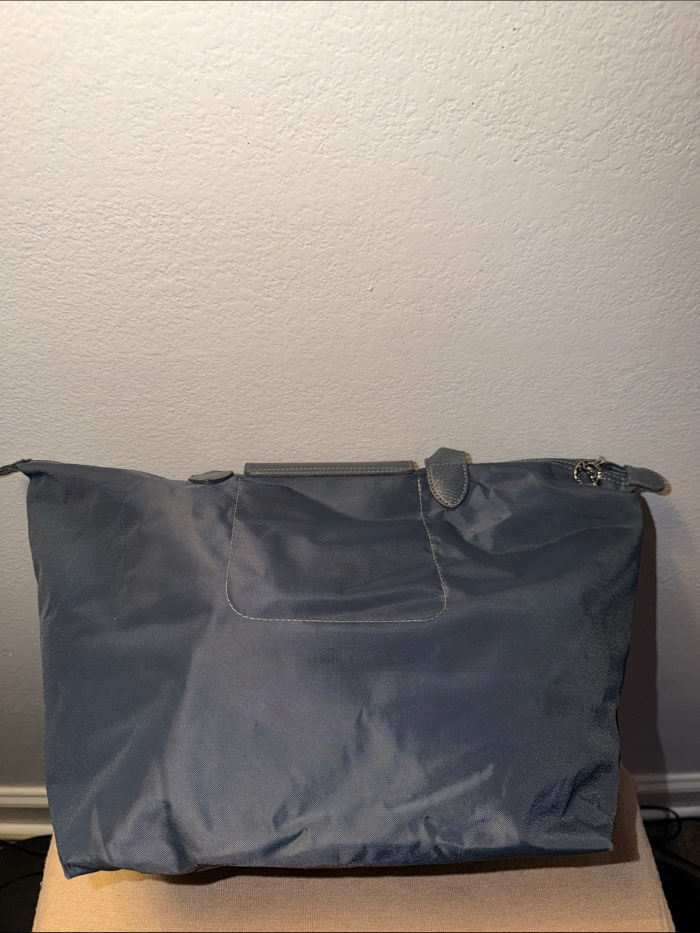 Longchamp Blue Embroidered Patches Nylon and Leather Le Pliage Tote - Picture 6 of 14